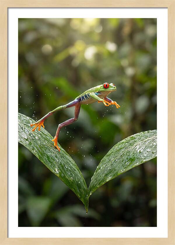 Red Eyed Tree Frog Leaping