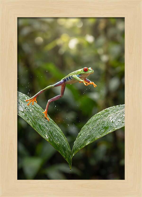 Red Eyed Tree Frog Leaping
