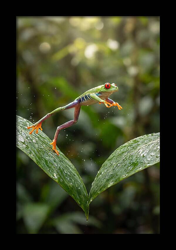 Red Eyed Tree Frog Leaping