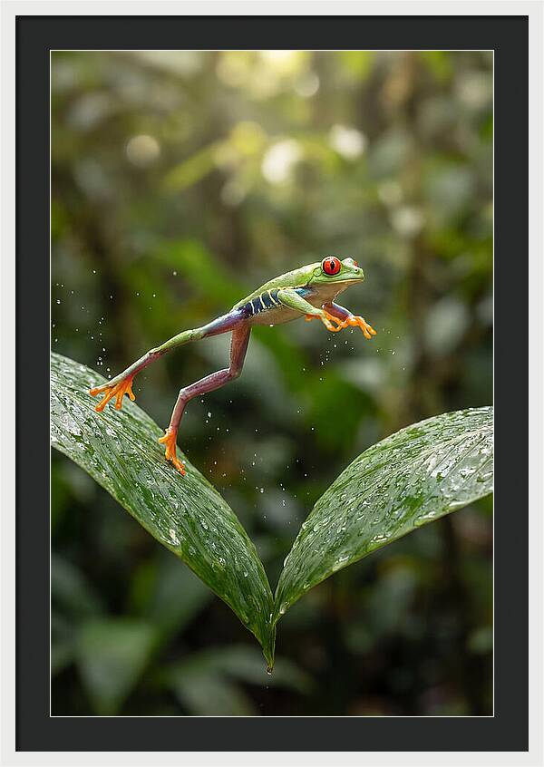 Red Eyed Tree Frog Leaping