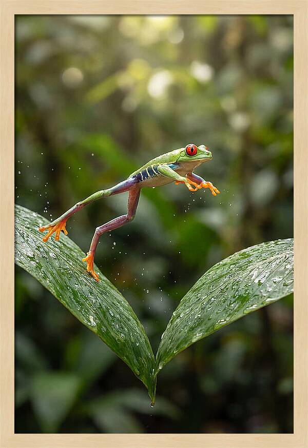 Red Eyed Tree Frog Leaping