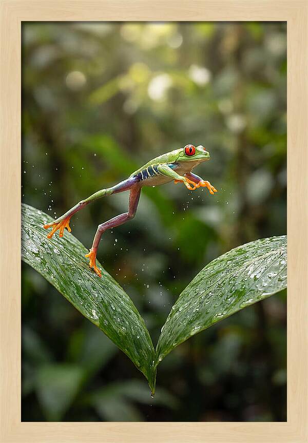 Red Eyed Tree Frog Leaping