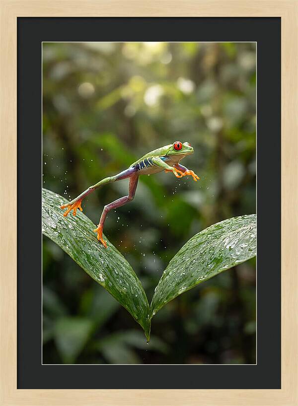 Red Eyed Tree Frog Leaping