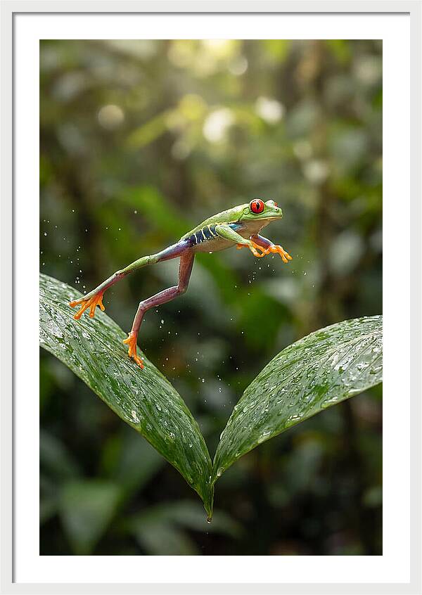 Red Eyed Tree Frog Leaping