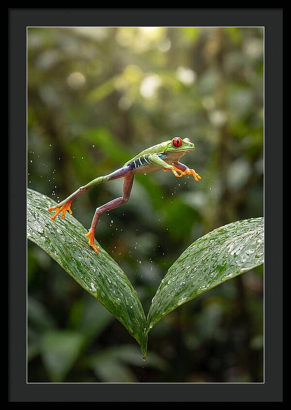 Red Eyed Tree Frog Leaping