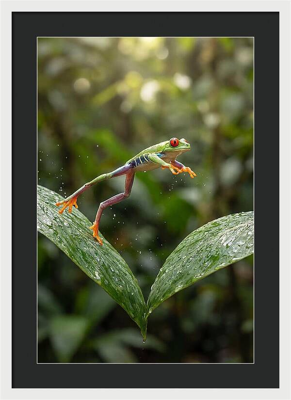 Red Eyed Tree Frog Leaping