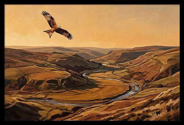 Red Kite Soaring Above Valleys
