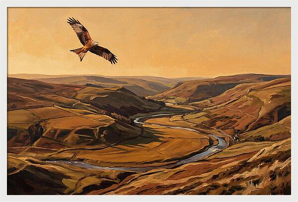 Red Kite Soaring Above Valleys