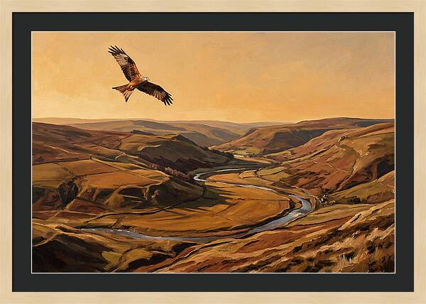 Red Kite Soaring Above Valleys