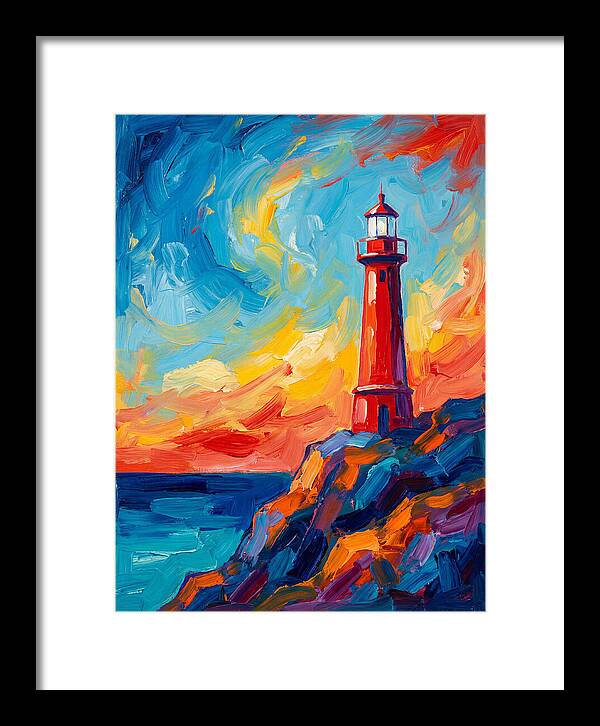 Red Lighthouse At Sunset