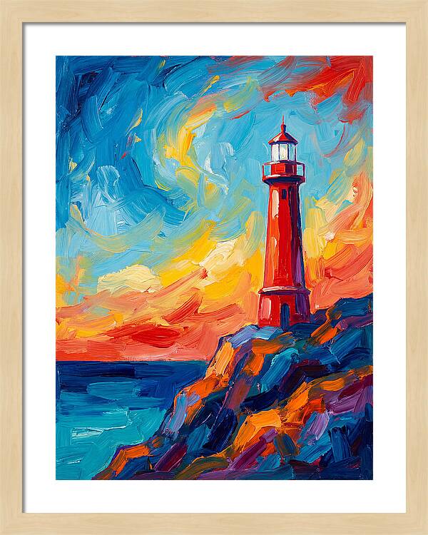 Red Lighthouse At Sunset