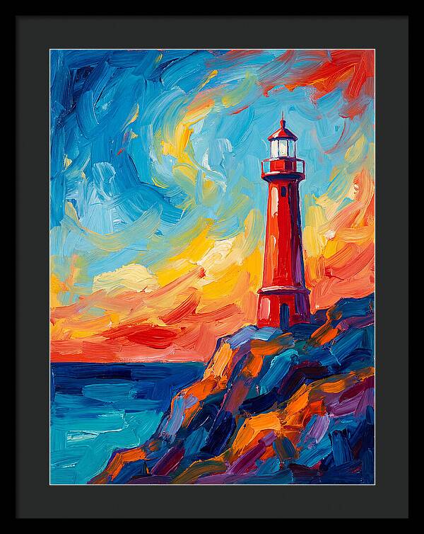 Red Lighthouse At Sunset