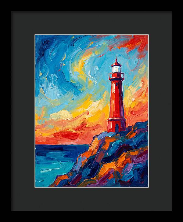 Red Lighthouse At Sunset