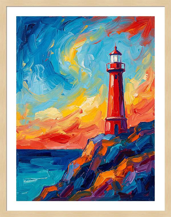 Red Lighthouse At Sunset