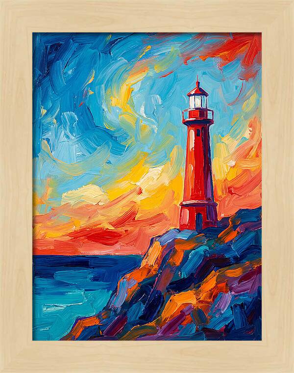Red Lighthouse At Sunset