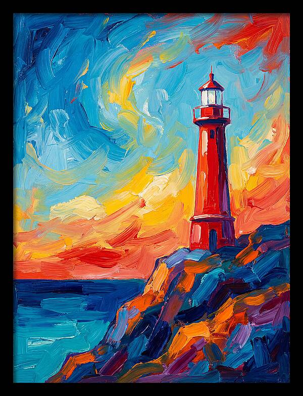 Red Lighthouse At Sunset