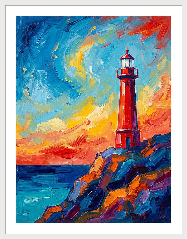 Red Lighthouse At Sunset