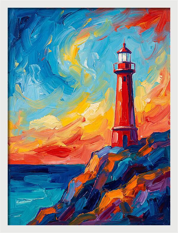 Red Lighthouse At Sunset