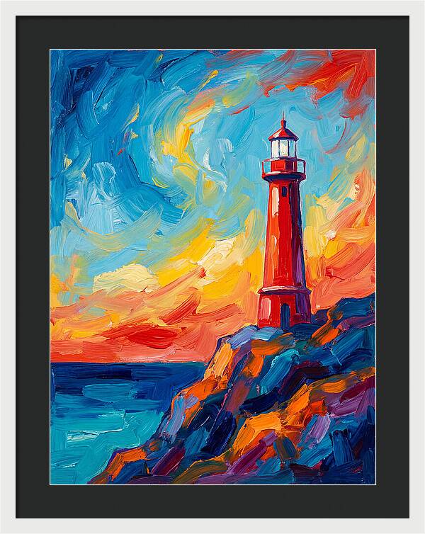 Red Lighthouse At Sunset