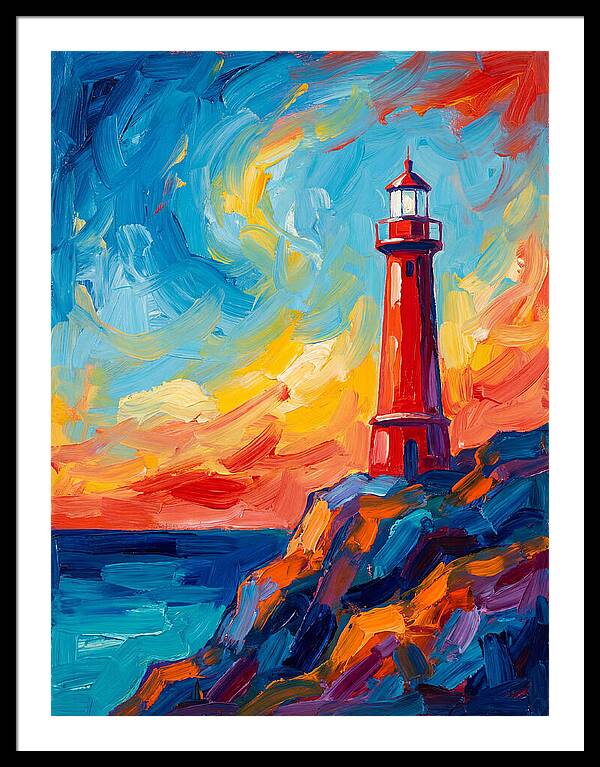 Red Lighthouse At Sunset