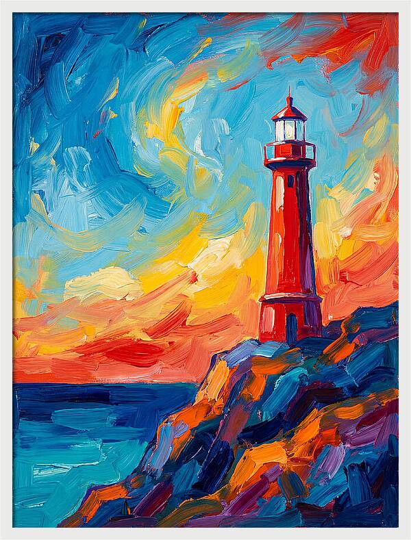 Red Lighthouse At Sunset