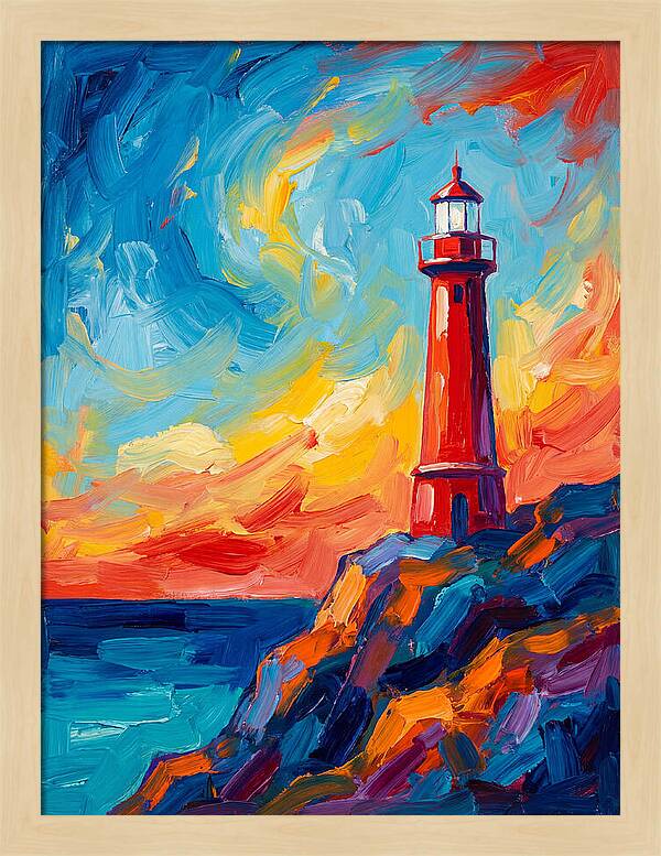 Red Lighthouse At Sunset