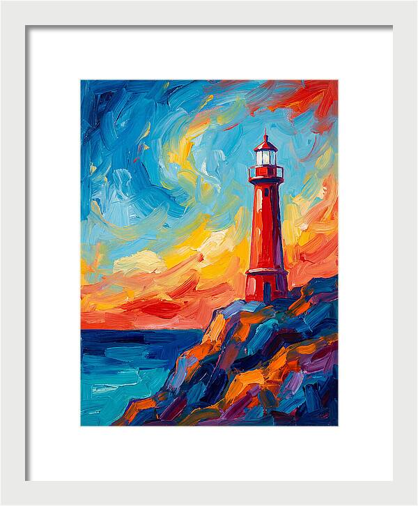 Red Lighthouse At Sunset