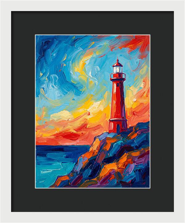 Red Lighthouse At Sunset