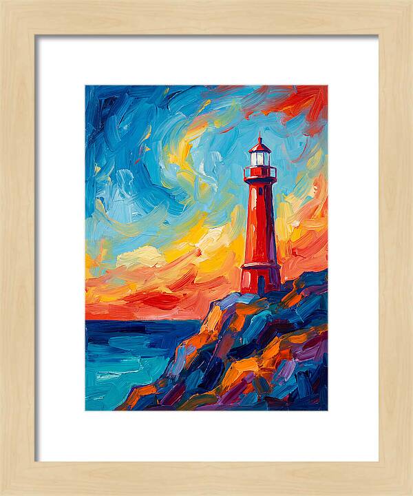 Red Lighthouse At Sunset