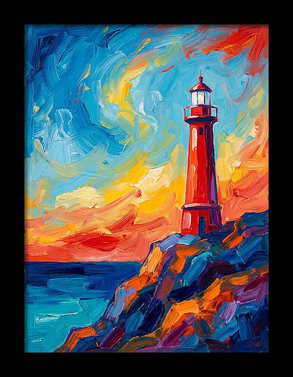 Red Lighthouse At Sunset