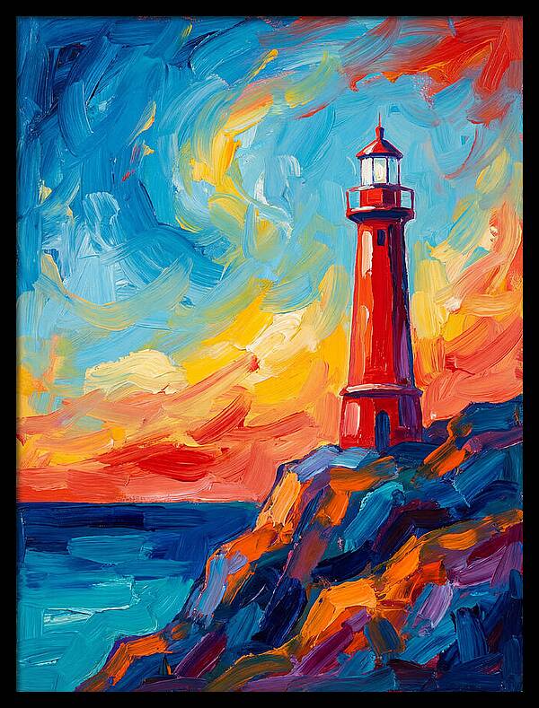 Red Lighthouse At Sunset