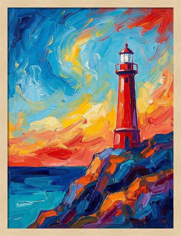 Red Lighthouse At Sunset