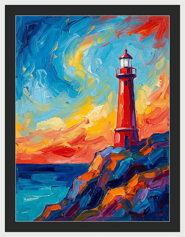 Red Lighthouse At Sunset