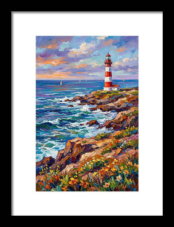 Red Lighthouse By The Sea