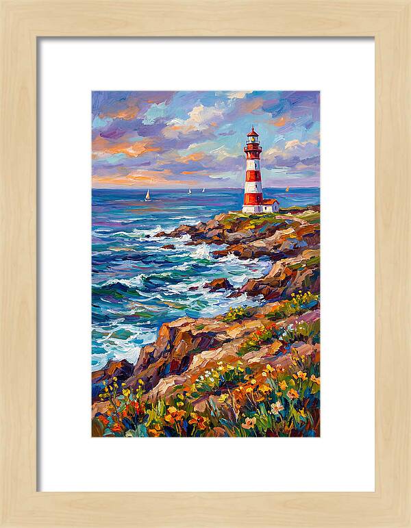 Red Lighthouse By The Sea