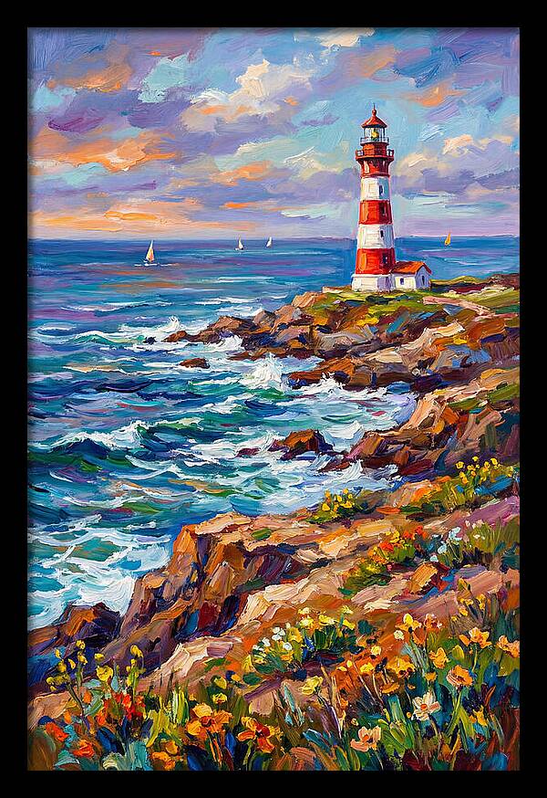 Red Lighthouse By The Sea