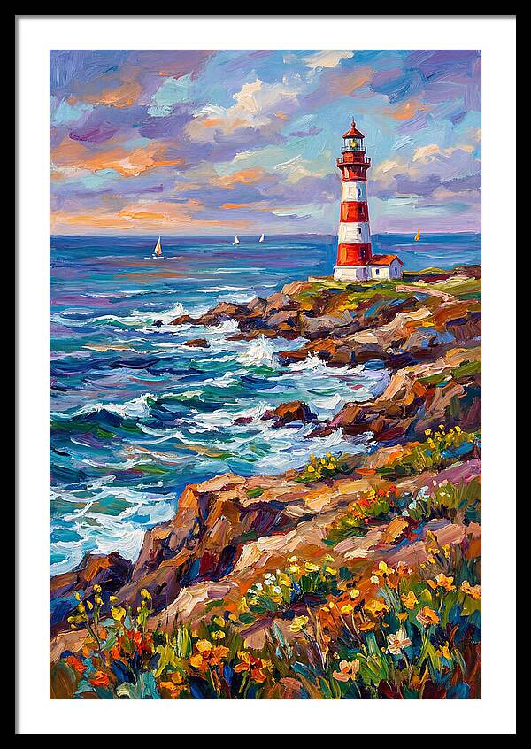Red Lighthouse By The Sea