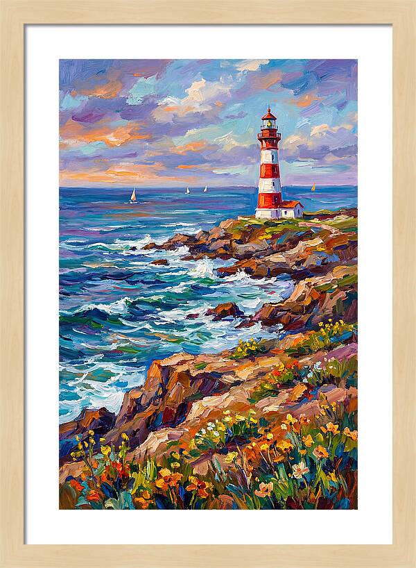 Red Lighthouse By The Sea