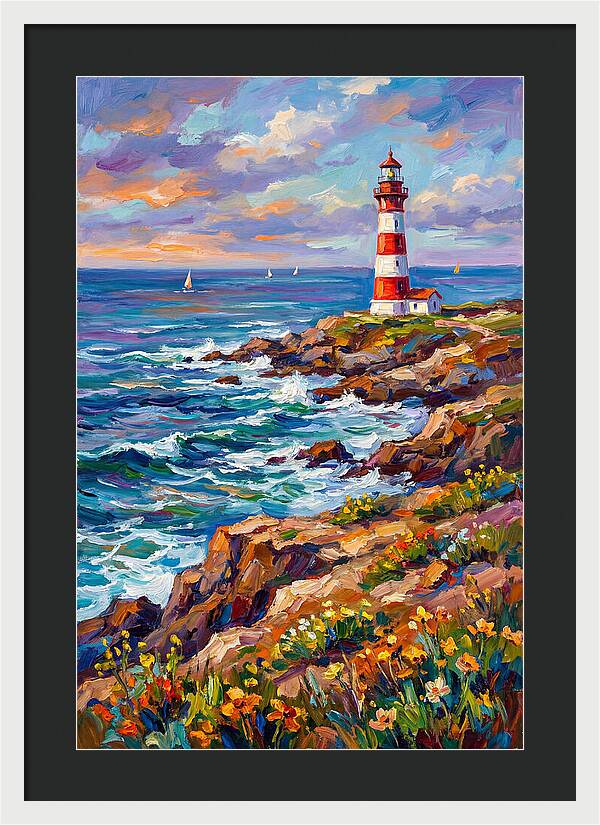 Red Lighthouse By The Sea
