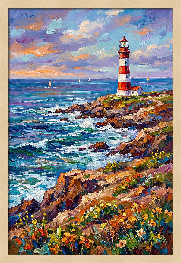 Red Lighthouse By The Sea