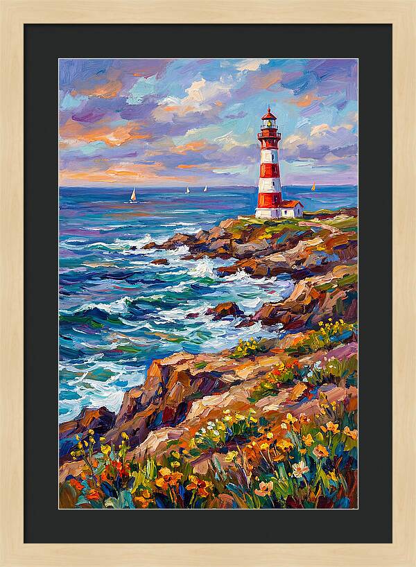 Red Lighthouse By The Sea