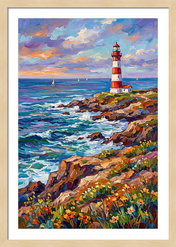 Red Lighthouse By The Sea