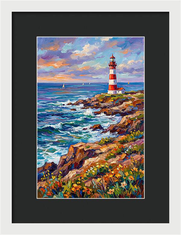 Red Lighthouse By The Sea