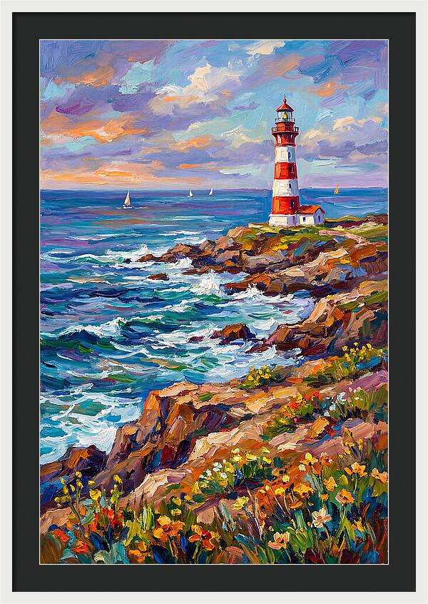 Red Lighthouse By The Sea