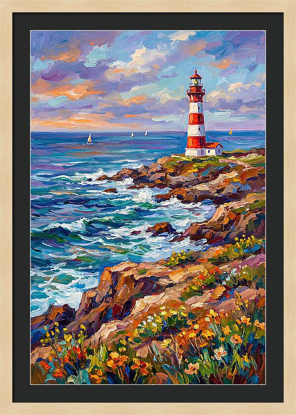 Red Lighthouse By The Sea