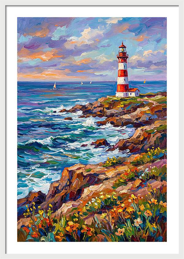 Red Lighthouse By The Sea