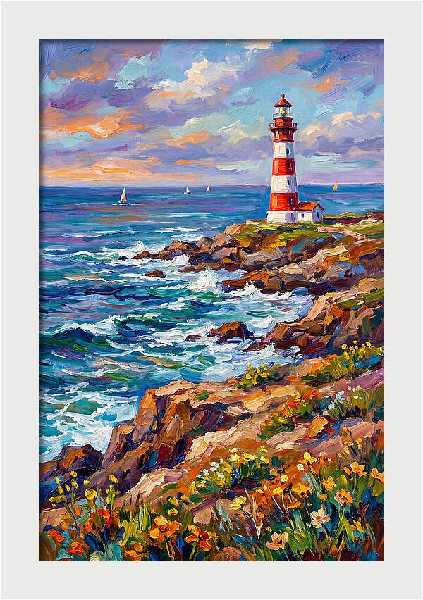 Red Lighthouse By The Sea