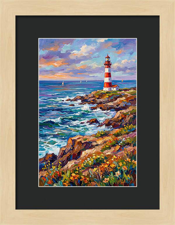 Red Lighthouse By The Sea