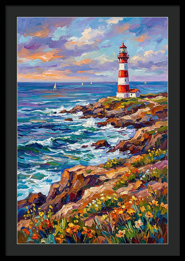 Red Lighthouse By The Sea
