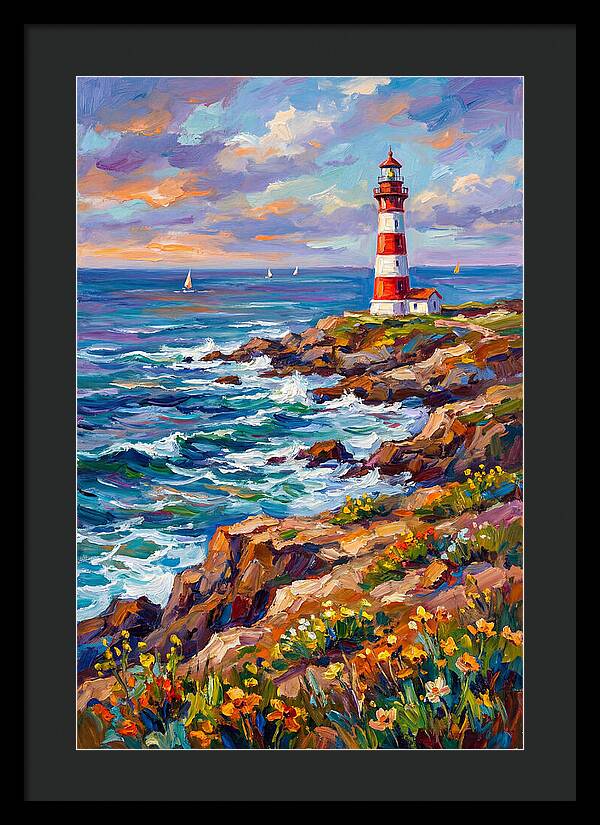 Red Lighthouse By The Sea
